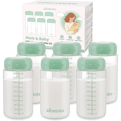 6PCS Breastmilk Storage Bottle, BPA Free Wide-Neck Spectra Bottles for Pumping, Storage Collection Baby Bottles for Fridge & Momcozy Breast Milk Cooler, Breastfeeding Bottle, 10 oz