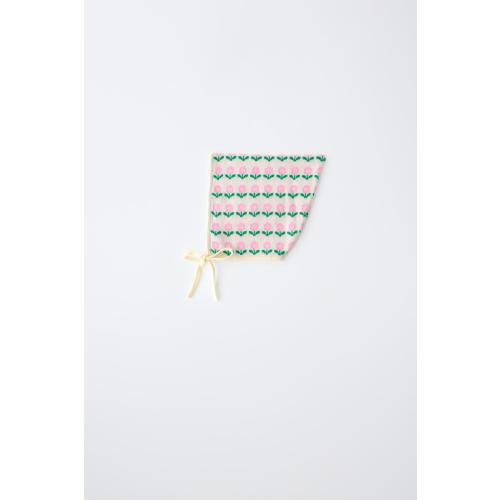 FLORAL JACQUARD KNIT BONNET - Ecru | ZARA United States