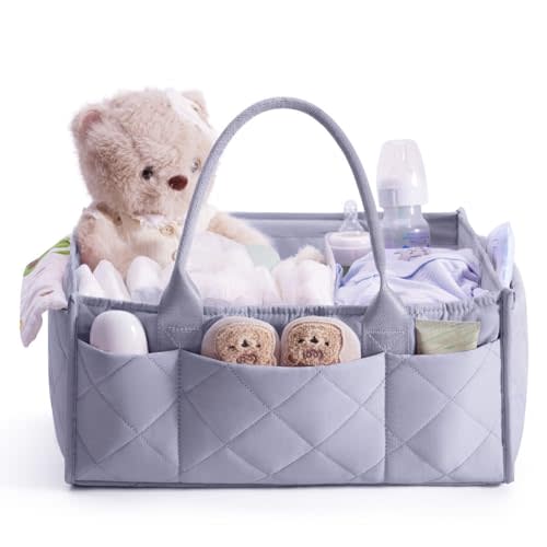 CEI-CEI Baby Diaper Caddy Organizer with Handle, Large Portable Nursery Storage Basket for Newborn Essentials, Changing Table and Car Organizer, Gift for Baby Shower
