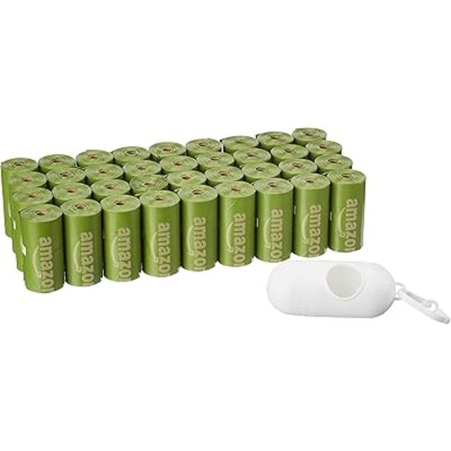 Amazon Basics Dog Poop Bags with Dispenser, 540 Count, Enhanced for Guaranteed Leakproof, Brazilian Mango Scented, Includes Leash Clip