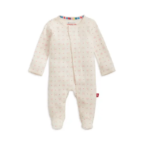 Girls' Heart & Bow Pointelle Magnetic Footie - 3-6M