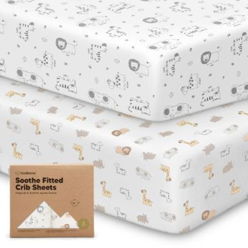KeaBabies 2pk Soothe Fitted Crib Sheets Neutral, Organic Baby Crib Sheets, Fits 52x28 Standard Nursery Baby Mattress (KeaSafari)