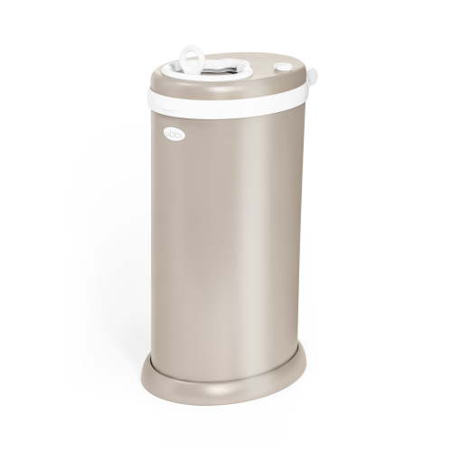 Ubbi Stainless Steel Diaper Pail, Odor Locking, No Special Bag Required, Award-Winning, Registry Must-Have, Taupe, Toddler, Newborn