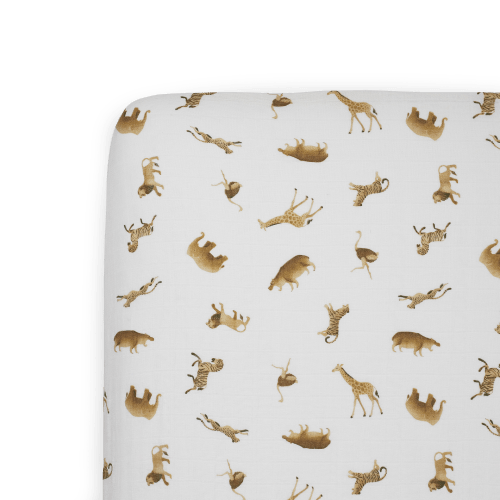 Organic Cotton Muslin Crib Sheet - Animal Crackers