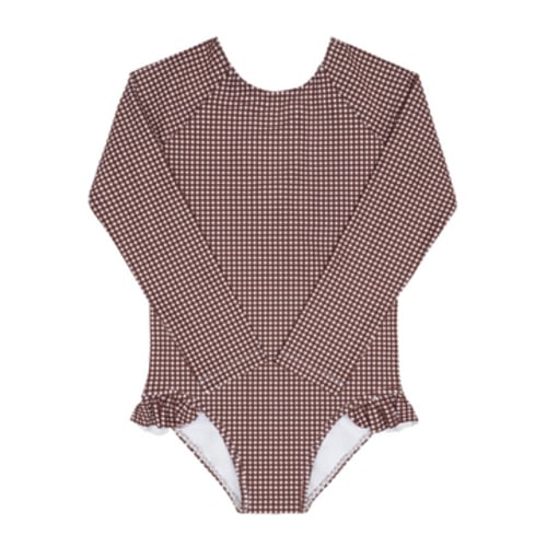 girls cocoa gingham rashguard one piece – minnow