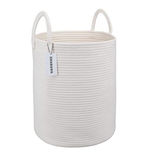 Amazon.com: XUANGUO Cotton Rope Laundry Basket Hamper for Clothes Woven Storage Basket for Living Room Bedroom Boho Tall Rope Baskets for Blanket Toys Pillow Towels Baby Nursery Hamper Bin Large light grey : Baby