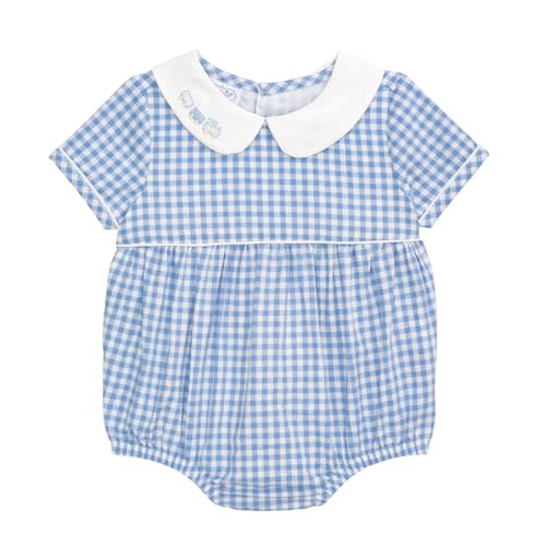 Mud Pie Baby Boy Train Layette Gingham Bubble