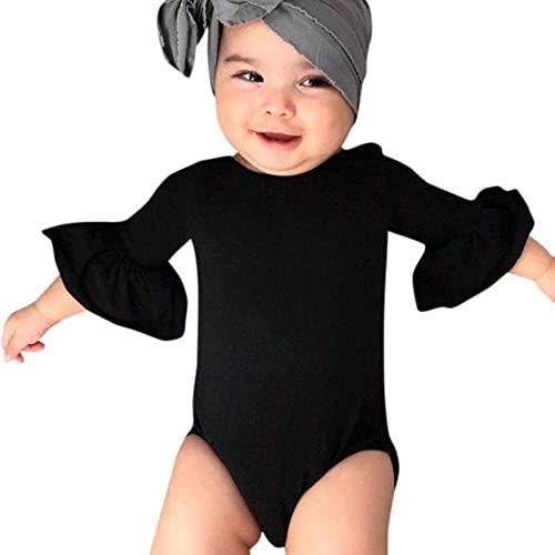 EISHOW 0-24 Months Newborn Infant Toddler Baby Girls Romper Clothes Ruffles Bell Sleeve Jumpsuit Playsuit Sleepwear Outfits