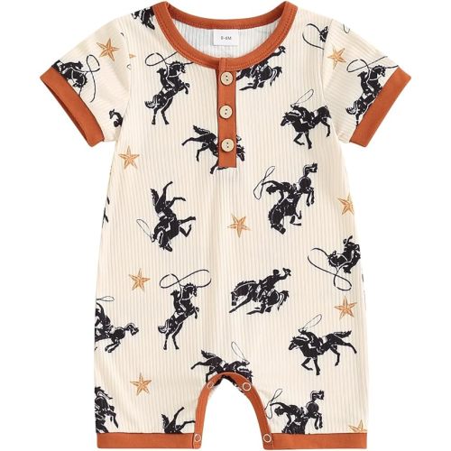 Toddler Baby Boy Girls Farm Clothes Western Farm Animals Chicken/Cow Print Romper Newborn Jumpsuit Country Stuff