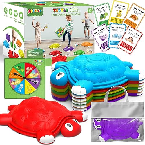 ABERLLS Stepping Stones for Kids 3 4 5 6 7 Year Old, Toddlers Turtle Balance Climbing Toys, Outdoor Indoor Sensory Play, Obstacle Course Coordination Game