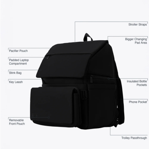 BÉIS 'The Ultimate Diaper Backpack' in Black