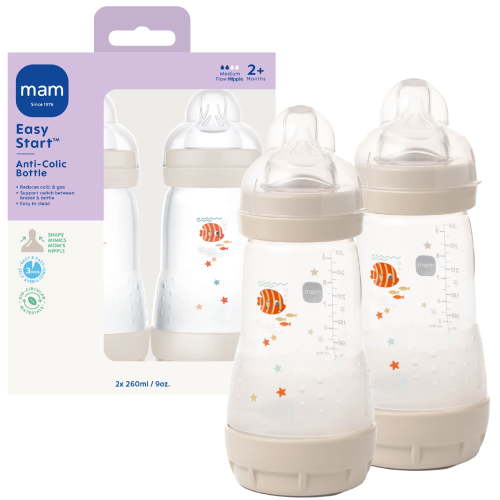 MAM, Easy Start Anti-Colic Matte Bottle, 9 oz, 2-pack Dune