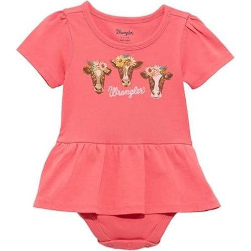 Wrangler Baby Girl Red Short Sleeve Skirted Bodysuit