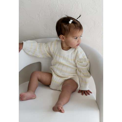‘Yellow Stripe’ Ribbed Knit Onesie – Oat Co