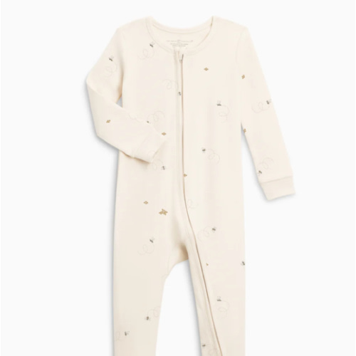 Peyton Zipper Sleeper | Bee / Pewter, Newborn