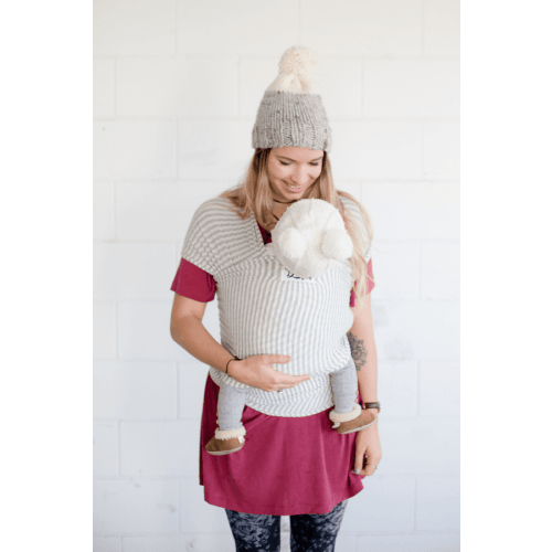 The Shannon Beluga Baby Wrap | Light Grey Stripe Bamboo Baby Carrier - Beluga Baby Carriers
