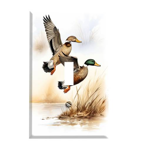 Mallard Ducks in Flight Decorative Switchplate Cover / Outlet Cover