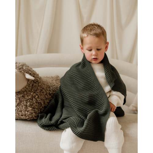 Ribbed Knit Blanket - Pine