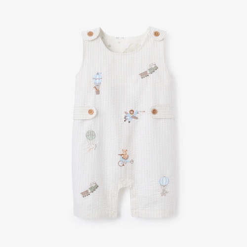 Up & Away Embroidered Gray Seersucker Jon Jon GRAY / 3-6M