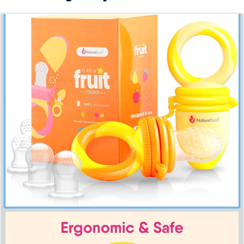 NatureBond Baby Food Feeder/Fruit Feeder Pacifier Nibbler (2 Pack) - Infant Teething Toy Teether Weaning in Appetizing Colors | + Additional Silicone Sacs