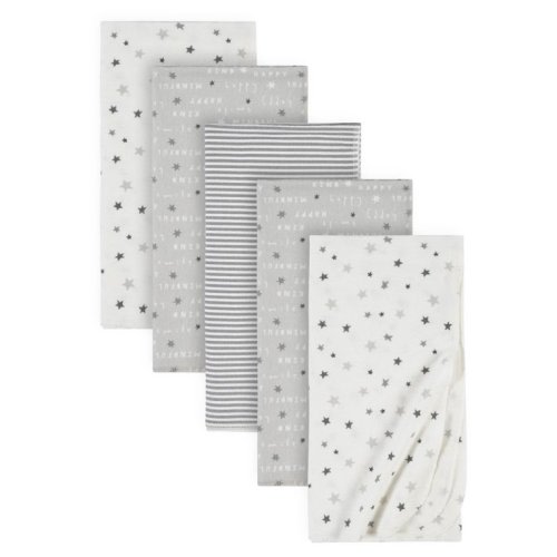 Modern Moments Male Gray, White Stars & Stripes Space Cotton Flannel Baby Blankets, (5 Count) - Modern Moments Male Gray, White Stars & Stripes Space Cotton Flannel Baby Blankets, (5 Count)