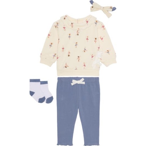 PL Baby by Petit Lem Long Sleeve Top, Leggings, Headband & Socks Set | Nordstromrack