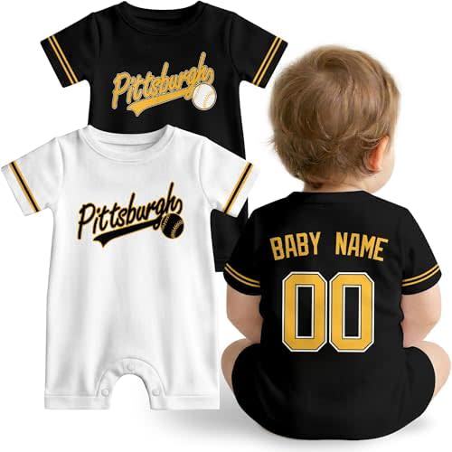 KREDE Baby Clothes Custom Baby Romper with Name and Number Personalized Bodysuit for Baby Boys Gifts