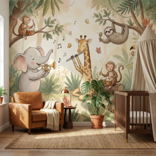 Lark Manor™ Jungle Animals Wallpaper Playful Nature Wall Mural | Wayfair