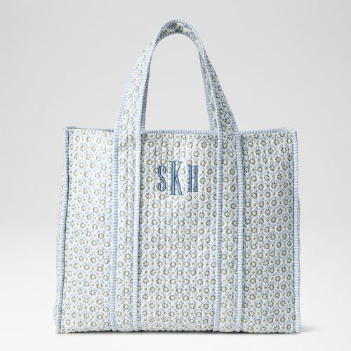Block Print Quilted Oversized Tote