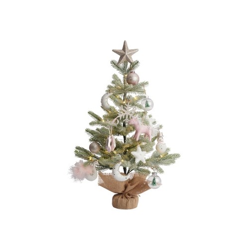Mini Decorated Pink Light-Up Faux Christmas Tree