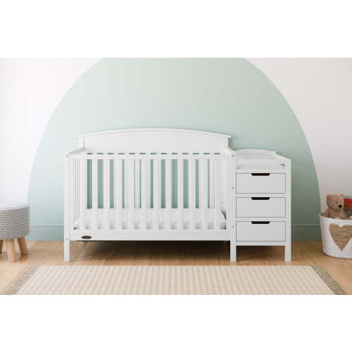 Graco Benton 4-in-1 Convertible Crib with Attached Changer and Drawers, White