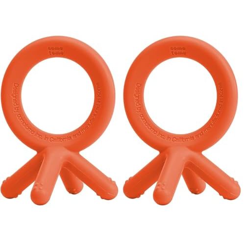 Comotomo Silicone Baby Teether, Orange (Pack of 2)