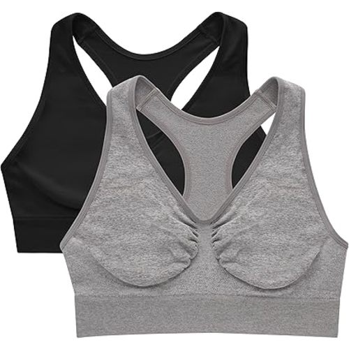 Hanes Women's Seamless Racerback Bra, Pullover Full-Coverage Bralette, 2-Pack