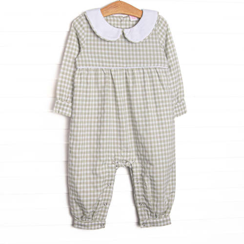 Reed Romper, Green Gingham – Stitchy Fish