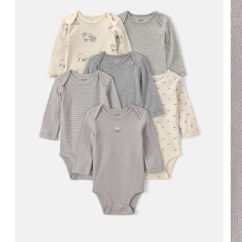Baby Boy 6-Pack Bear Long-Sleeve Bodysuits - Blue/White | Carter’s Oshkosh Canada