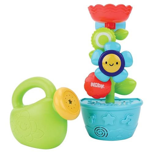 Nuby Flow N' Grow Garden Bath Toy with Flower and Watering Can - Baby Bath Toy for Boys and Girls 18+ Months - Toddler Bath Suction Cup Toy Attaches to Shower Wall