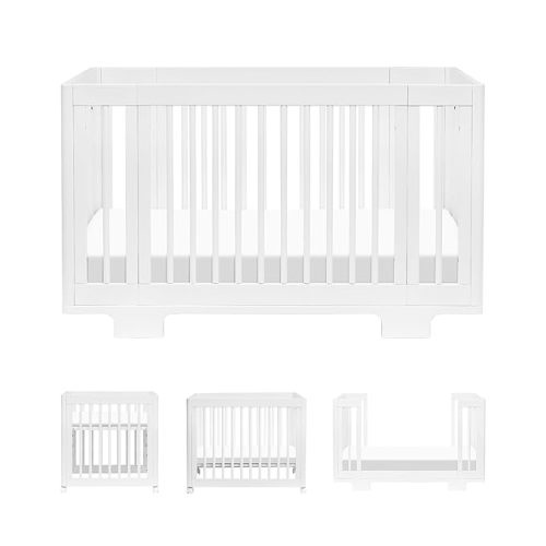 Babyletto Yuzu Convertible All-Stages® Bassinet, Midi, Full-Size Crib in White, Greenguard Gold Certified, Portable & Adjustable with Conversion Kits and Pads Included