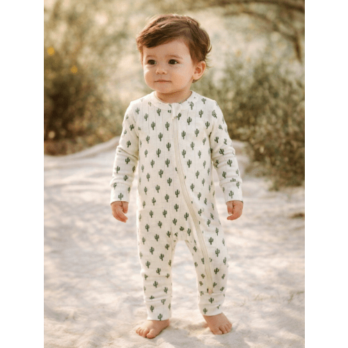 Cactus / Organic Pointelle 2-Way Zip Romper