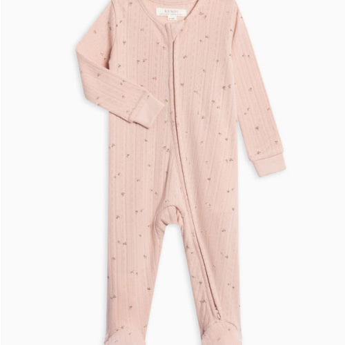 Maya Brushed Back Pointelle Footed Zipper Sleeper