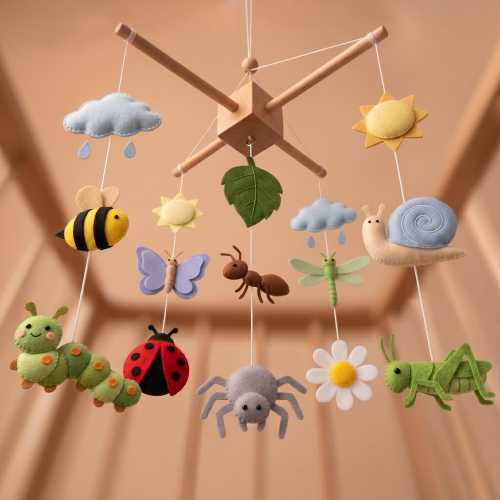 Felt Bug Mobile, Insect Garden Nursery Decor, Nature Crib Mobile