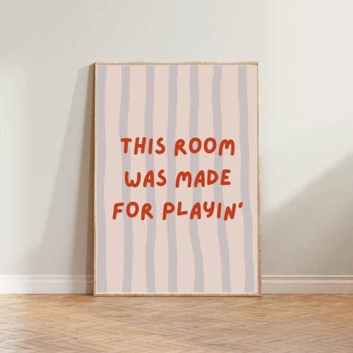 This Room Was Made For Playin' (Red & Blue), Playroom Printable Wall Art, Kids Room Decor