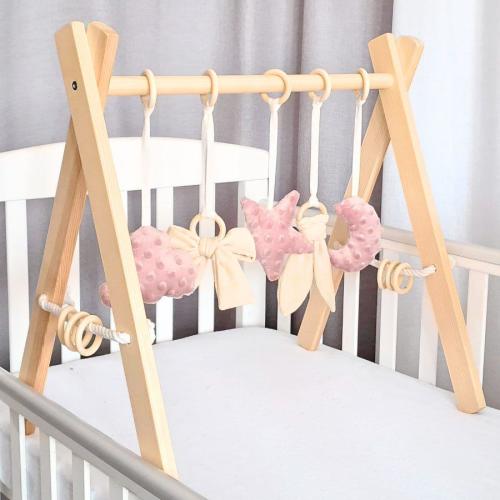 Wooden Baby Gym with Sensory Toys, Montessori Activity Center
