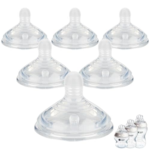 Silicone Baby Bottle Nipples for Tommee Natural Start Anti-Colic Bottles &Advanced Anti-Colic Bottles,Closer to Nature Bottles,Medium Flow,Size 2 Nipple,3m+, 6 Count