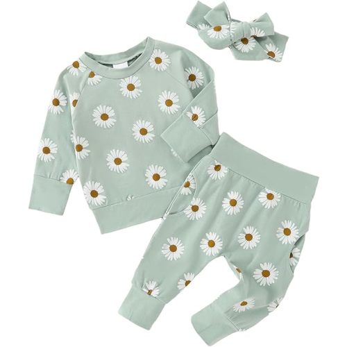 Yvowming Baby Girl Clothes Daddy’s Girl Long Sleeve Sweatshirt Pullover Tops + Joggers Pants Fall and Winter Outfit Set
