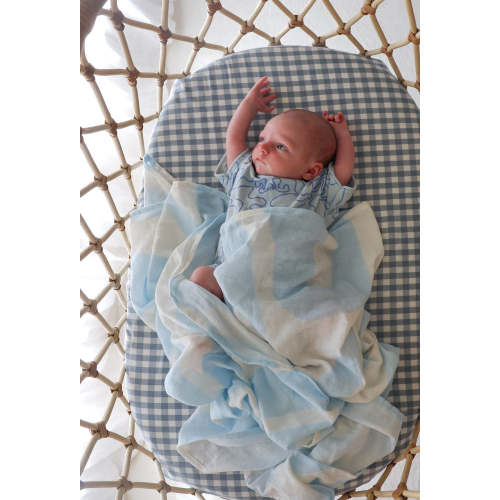 Slate Gingham Organic Fitted Sheet
