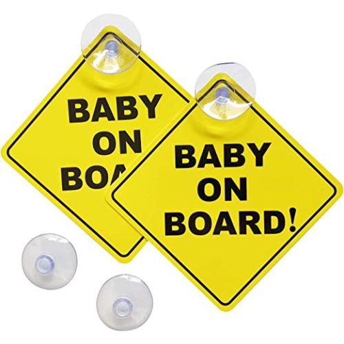 Baby on Board Sticker for Cars 2PCS , Baby On Board Warning Signs with Suction Cups , Durable and Strong Without Residue