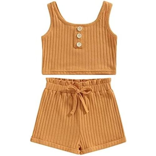 Ledy Champswiin Little Toddler Kids Girl Clothes Set 1-8 Years Summer Outfits Solid Color Tank Tops & Shorts