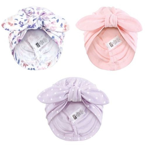 Hudson Baby Infant Girls Turban Cotton Headwraps, Modern Floral, 0-24 Months