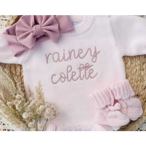 Personalized Newborn Knit Ruffle Sweater Baby Outfit, Custom Cotton Knitted Baby Bodysuit, Coming Home Outfit - Etsy