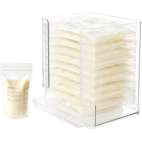 Rainmae Breastmilk Storage Bag Organizer, Breastmilk Freezer Tray, Breast Milk Storage Tower, Convenient Storage for Milk Freezer Bags, Efficiently Store in Freezer Organizer Tower for Nursing Feeding